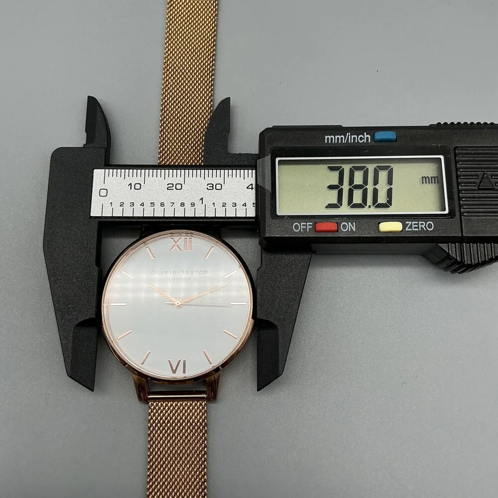 OLIVIA BURTON Rose Gold Mesh Bracelet Watch with White Dial